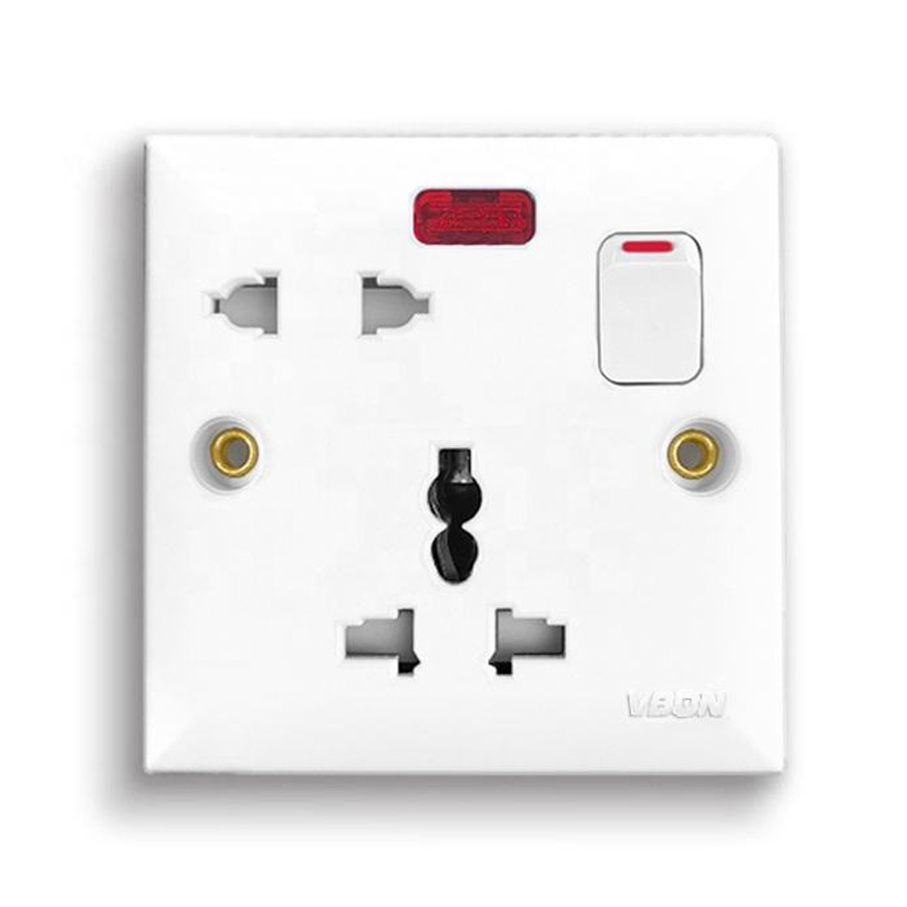 16A 5pin 2 outlets Wall Light Switch Socket Home Application Electric Outlets