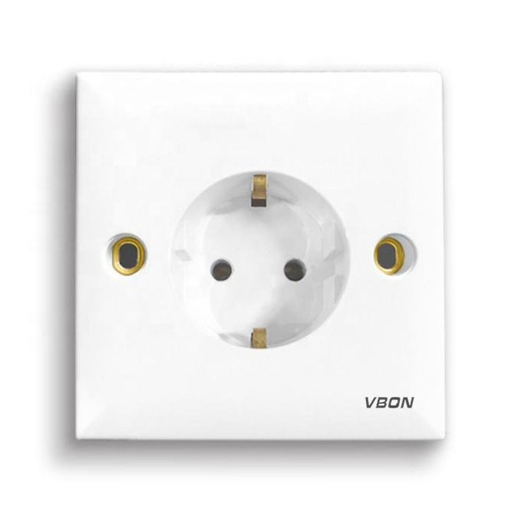 Inwall Flush White 1 Gang EU European Standard Electrical Wall Socket