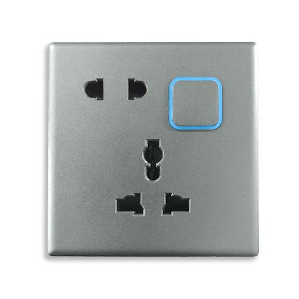 16a 5 Pin PC 86 Panel Traditional Gery Wall home neon power Switches socket outlet with switch