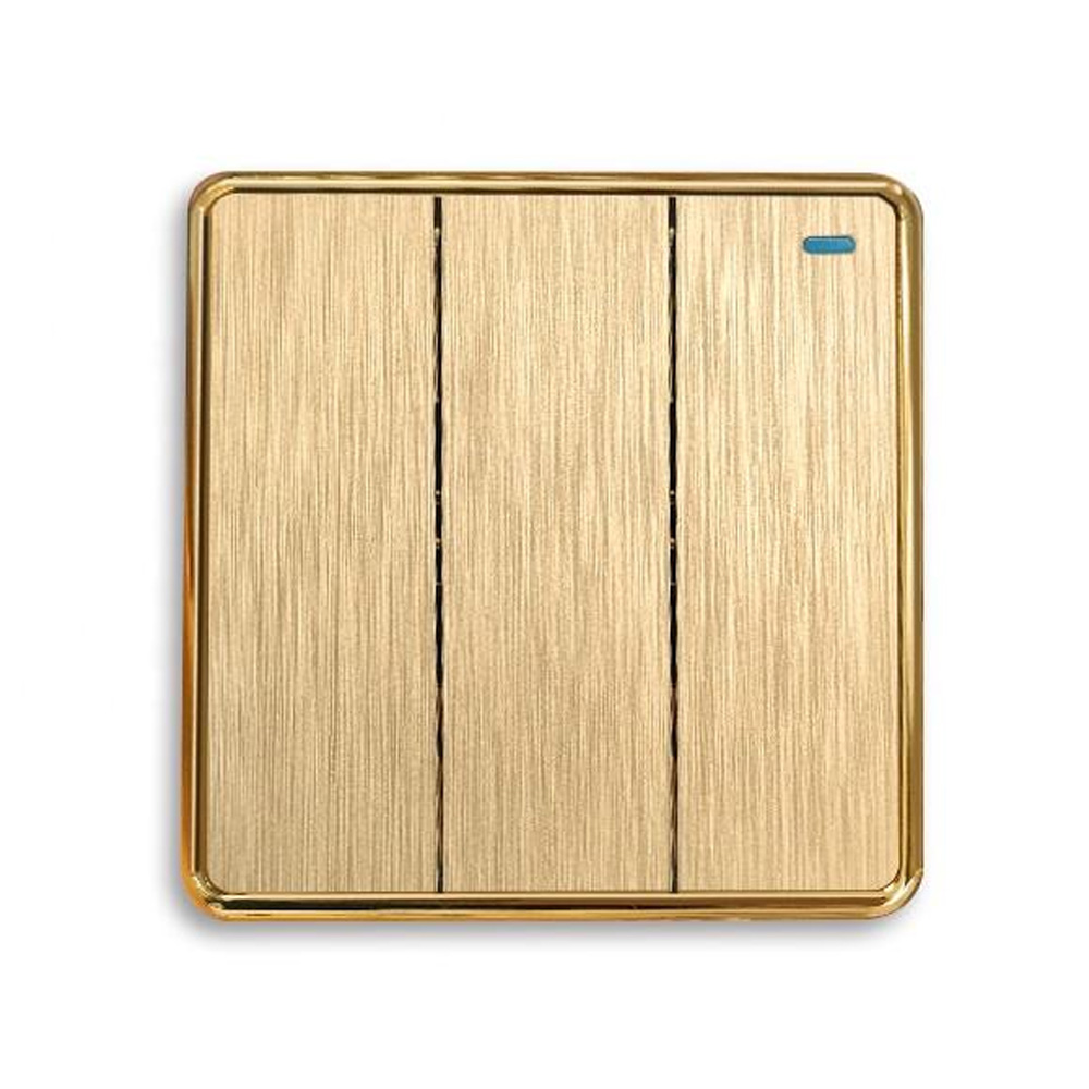 Ultra-Thin Uk Golden Muti Color 3 Gang 2 Way 86 Plate Wall Switches