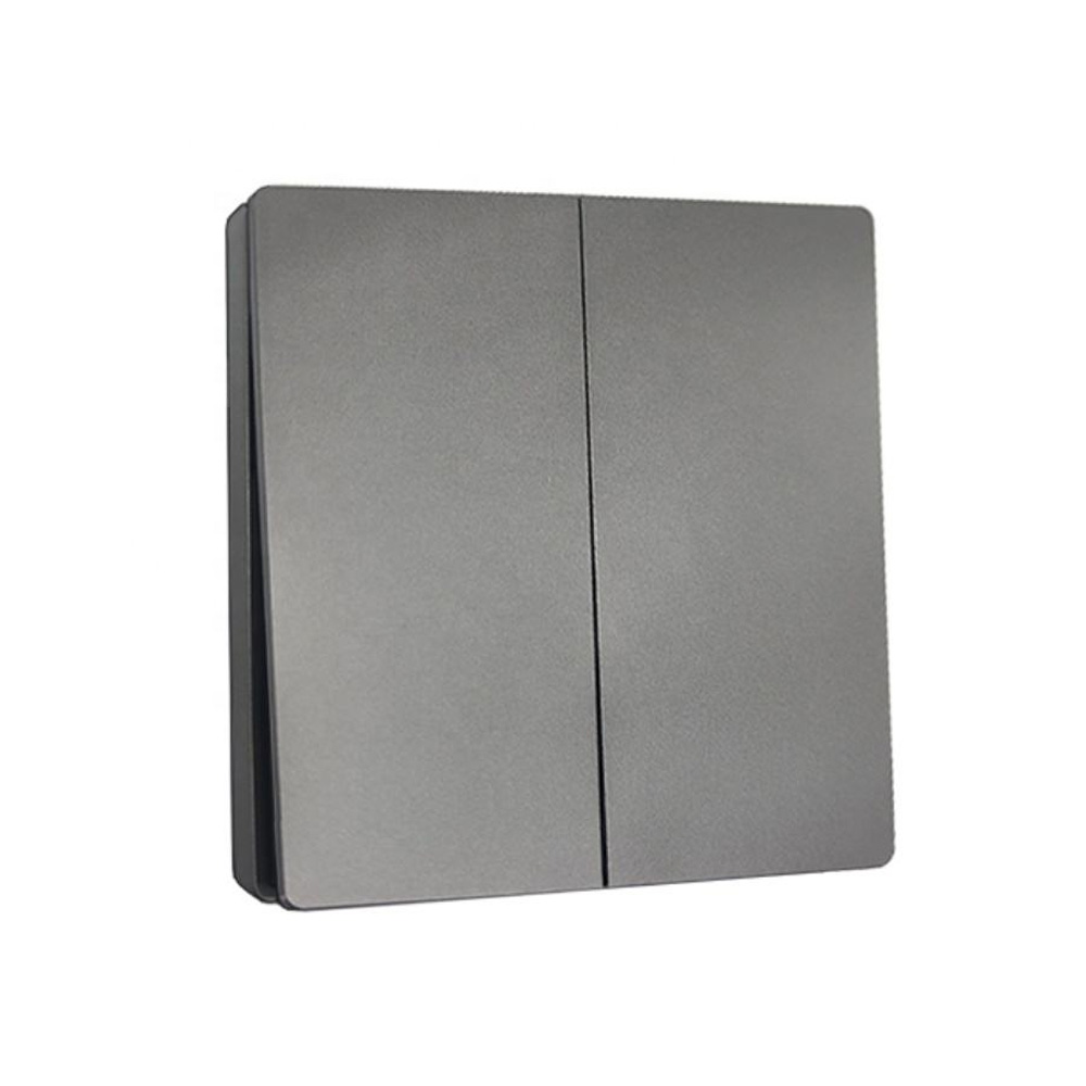 Brushed Panel 2 Gang 1 Way Gery PC Wall Light Switches