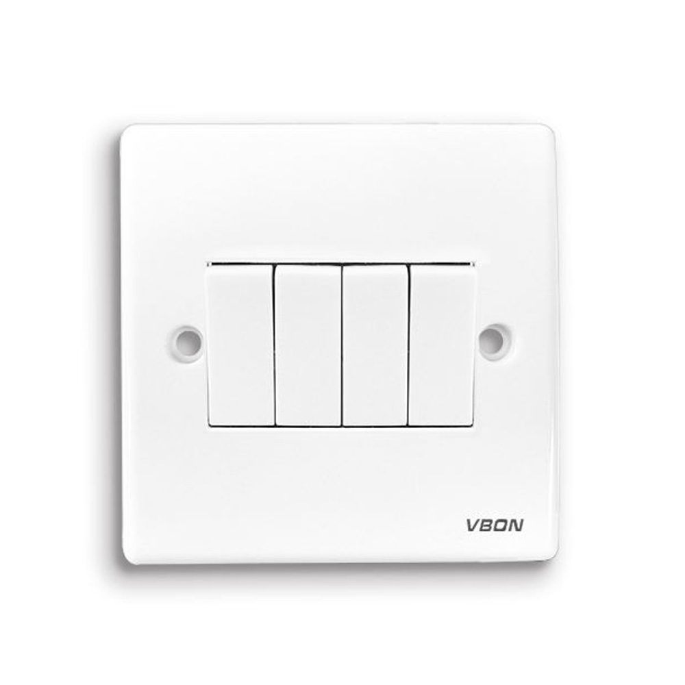 4 Gang 1 Way Wall Switch Modern Design Light Control Switch