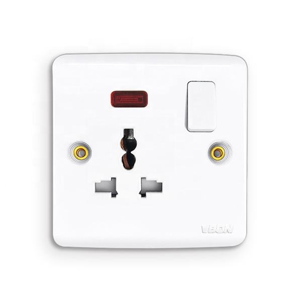 Wall Switch And Socket 3 Pin Electrical Outlet Socketed Switch With Neon