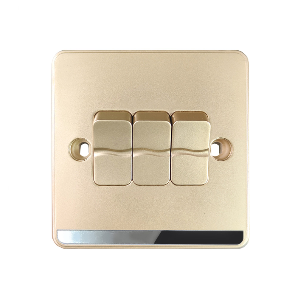 1 Gang 1 Way Pc Wall Switch Sliver Lining Golden Series Electrical Switch