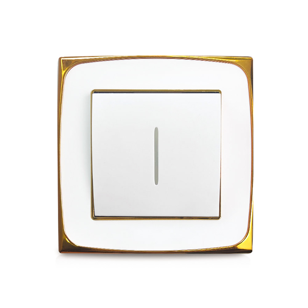 PC Wall Switch 10A 1gang2way Light Switch Golden-Plated Round Frame