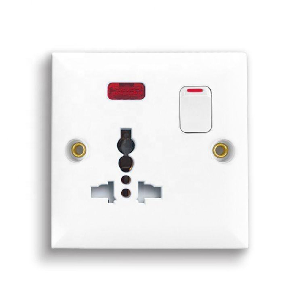 16A 3 Pin US Standard Electrical Control Electric Switches Socket With Neon