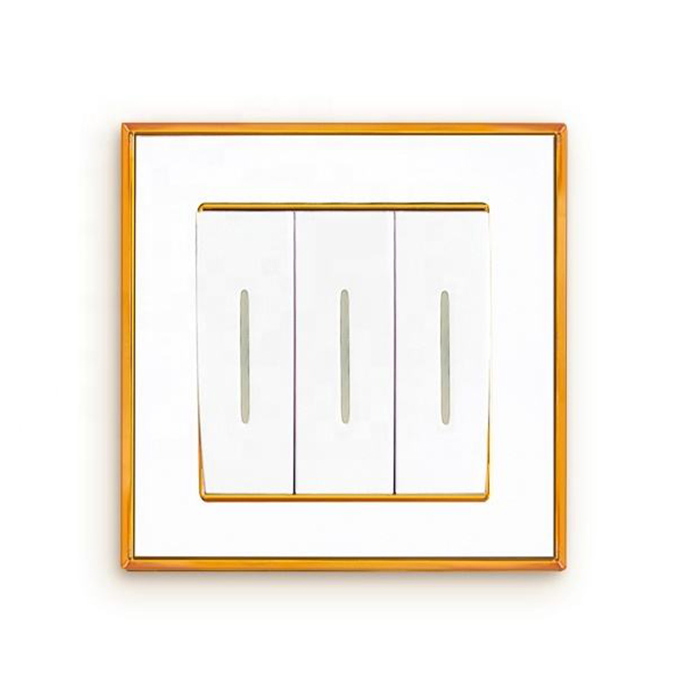 Gold Edge PC Light Control 3 Gang 1 Way For Room Wall Switch