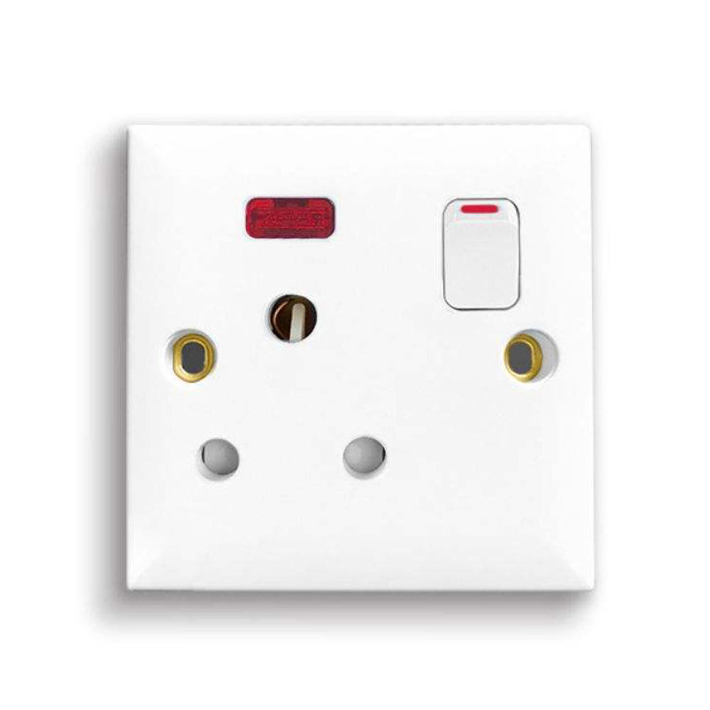 32A UK Standard Electric Outlet With Neon Light Control Wall Switch And Socket