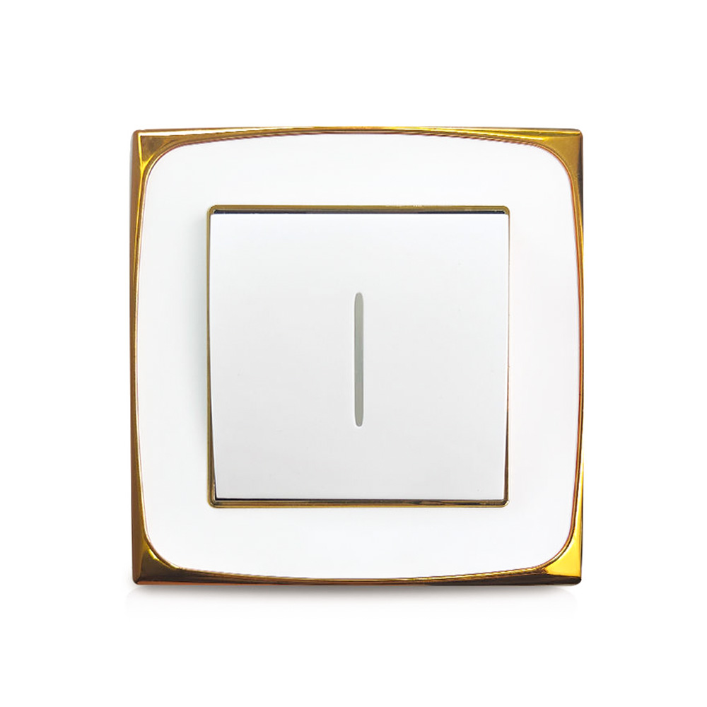 Wall Switch Light Switch Oonoff PC Golden-Plated Round Frame Switch 1gang1way