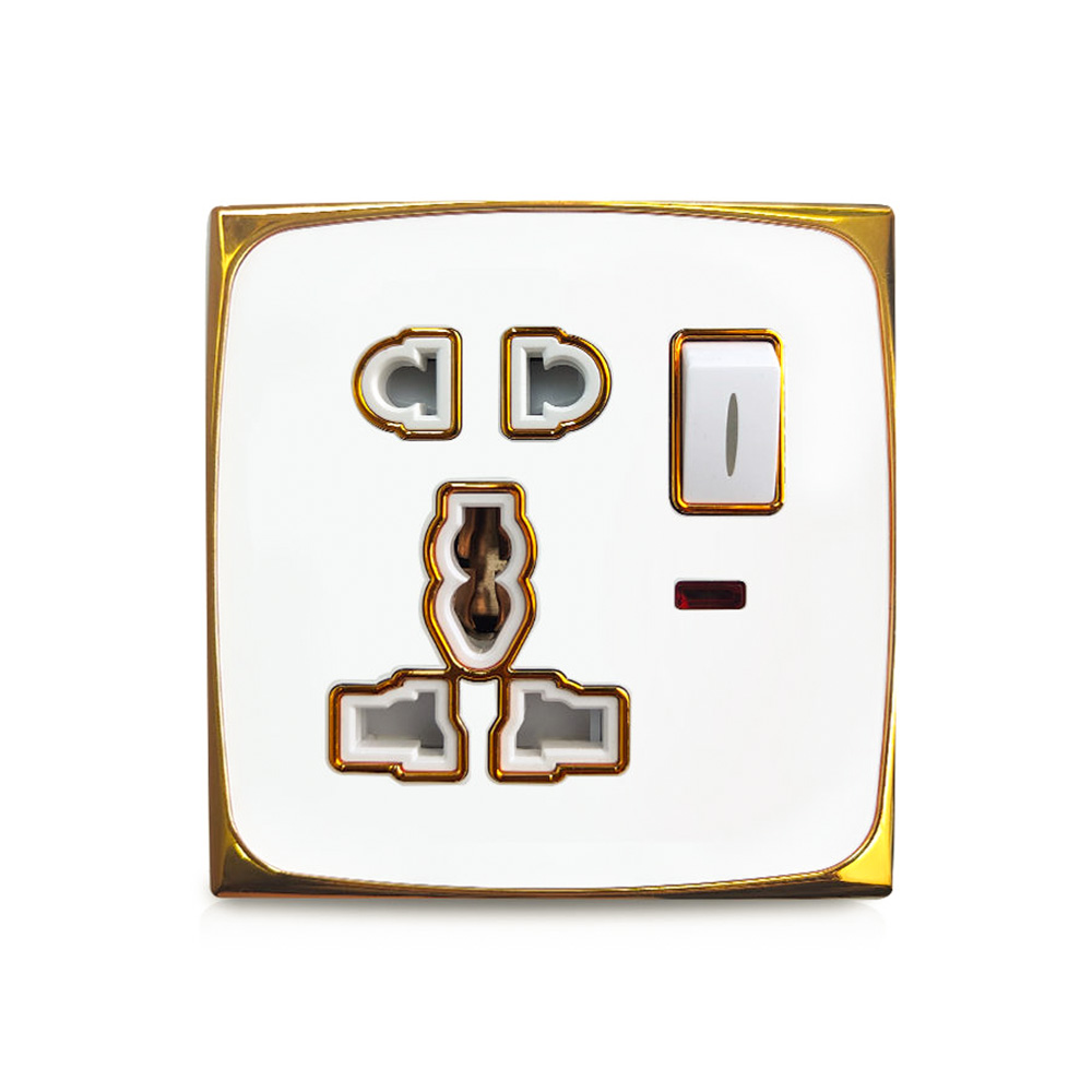 Luxury Design PC Socket And Switch 5pin Universal Socket Electrical Outlet Socketed Switch