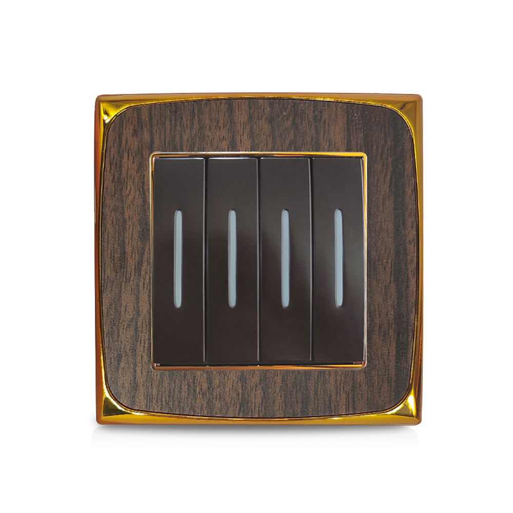 Switches And Socket PC Wall Switch 4gang1way Electrical On Off Wood Color Switch