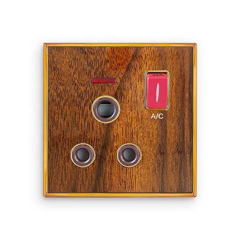 Wall Switch 16a 5 Pin Universal Socket With Neon Pc Switches And Socket Wooden Color Electric Switch Light Onoff