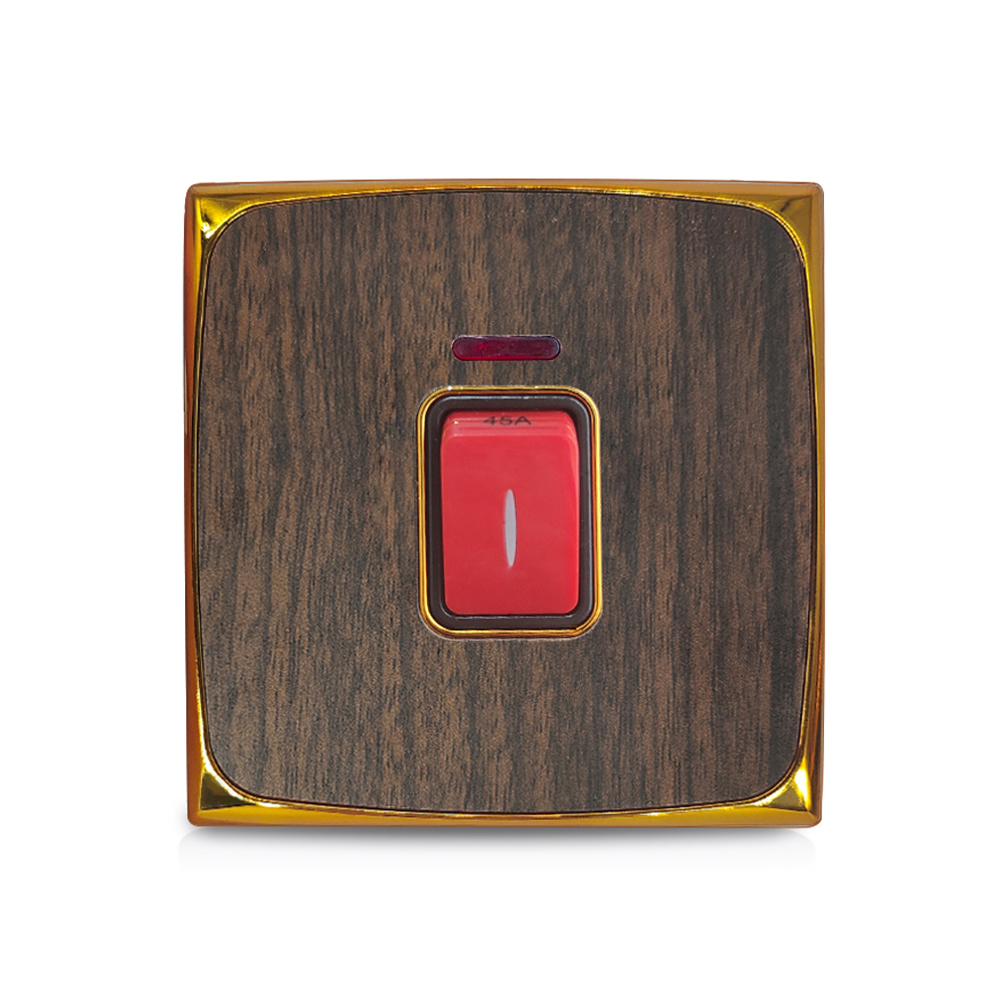 High Power Wall Luxury Switch 45a Electric Switch With Neon Electrical Supplies Wood Color Home Application