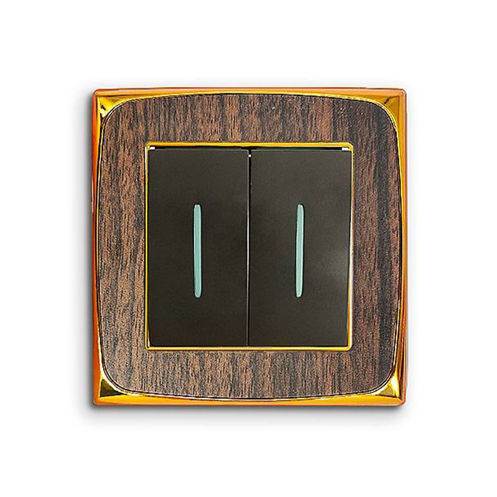 Wall Switch 10A 2gang2way Electric Light Switch Light Control Wood Color