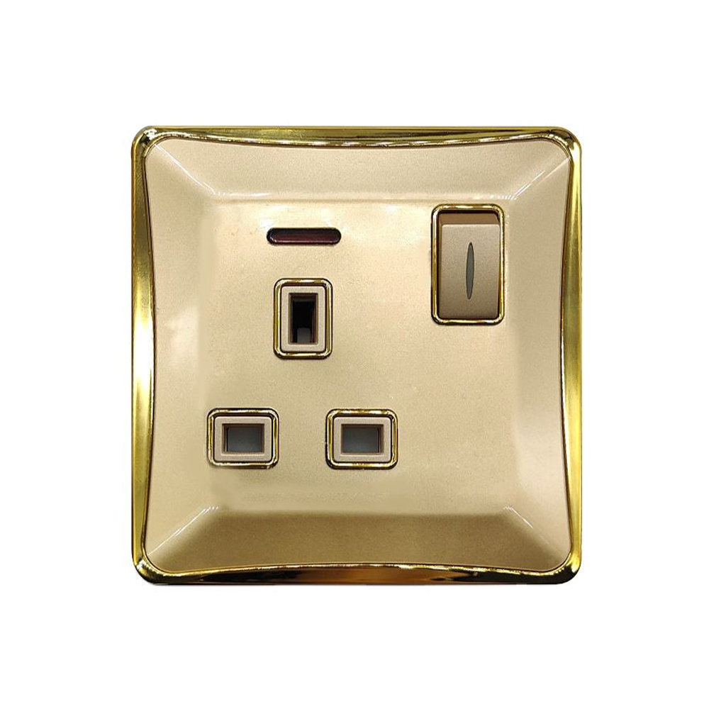 Uk Standard Modern Grey Color Luxury Acrylic Glass Plate 1 Gang 13a Electric Wall Sockets